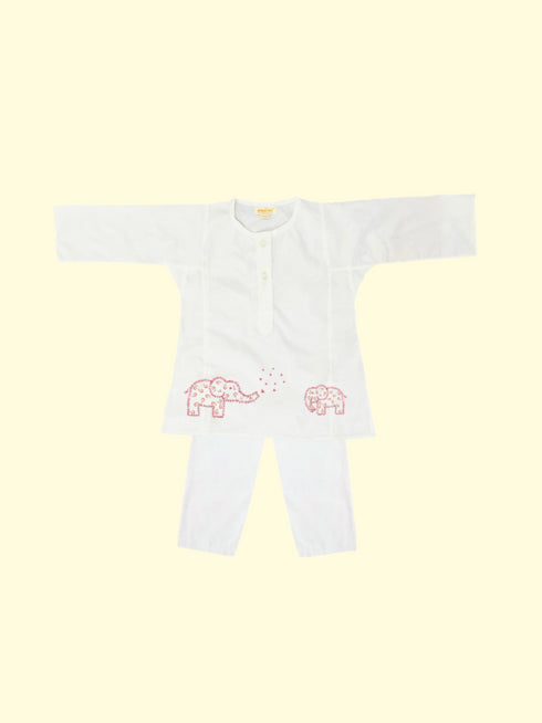 Kurta Set Elephant White